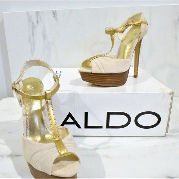 NWB Gold and Cream Stiletto Heels